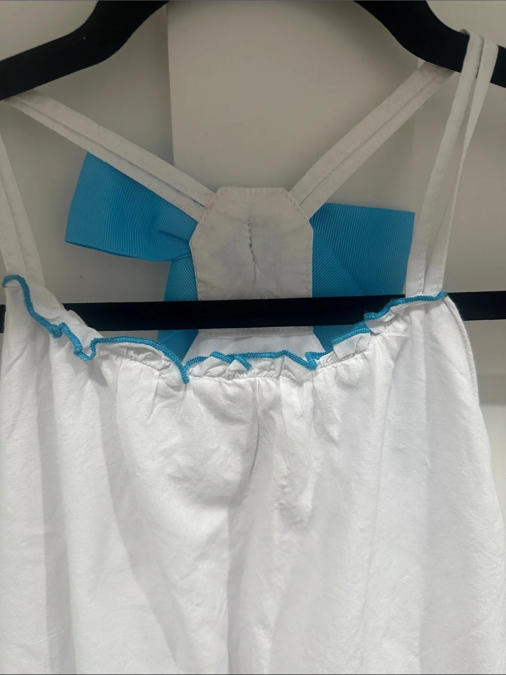 Savannah White and Blue Floral Embroidered Girls Sundress